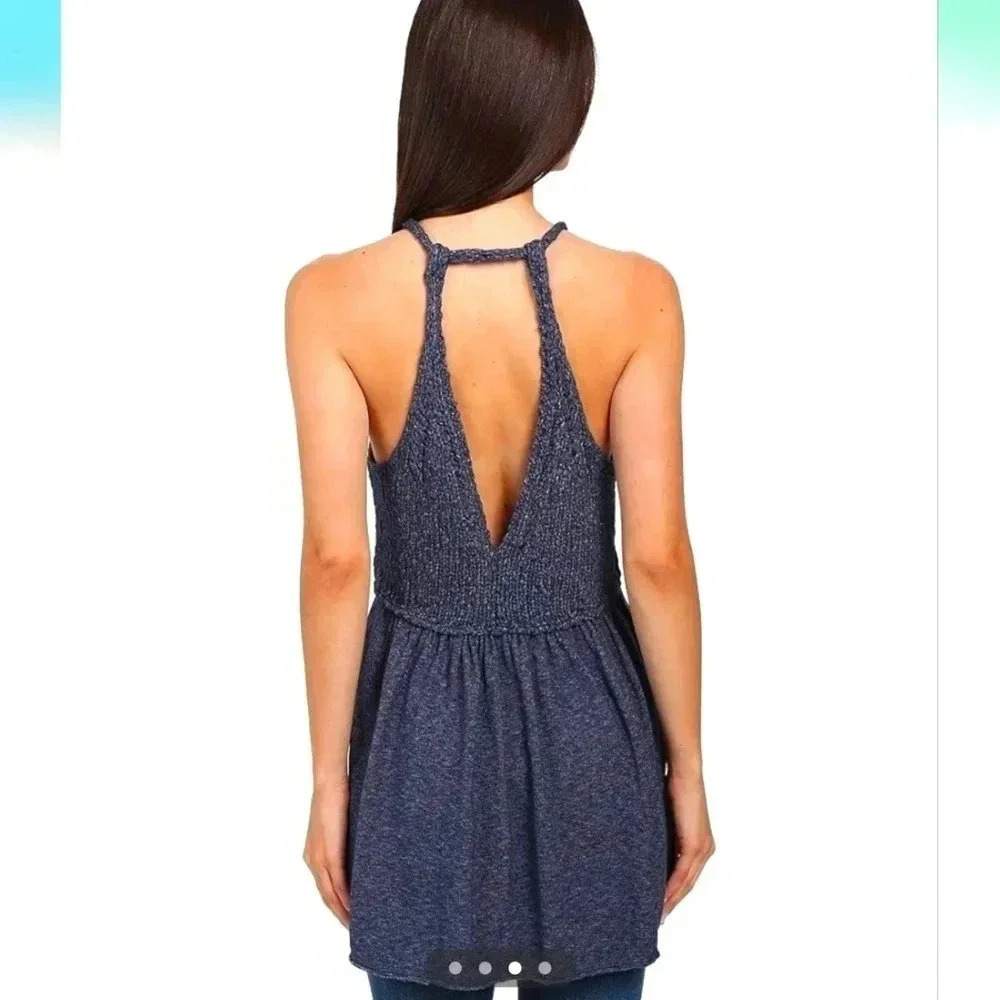 Free People Marled Knit Sweater Halter Top Tunic - Picture 3 of 10